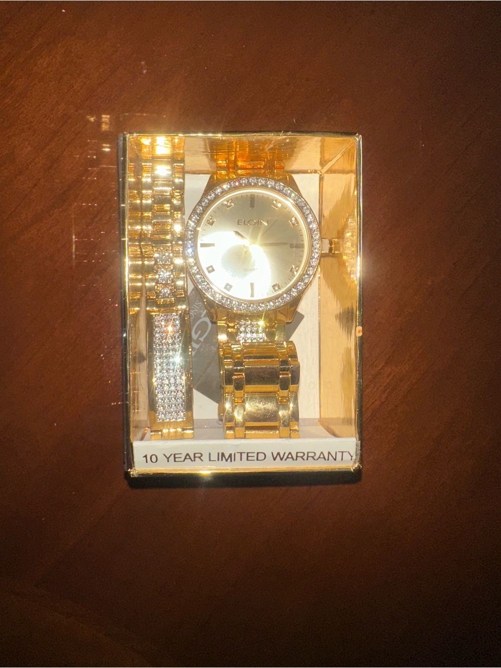 ELGIN Gold and diamond watch/bracelet combo